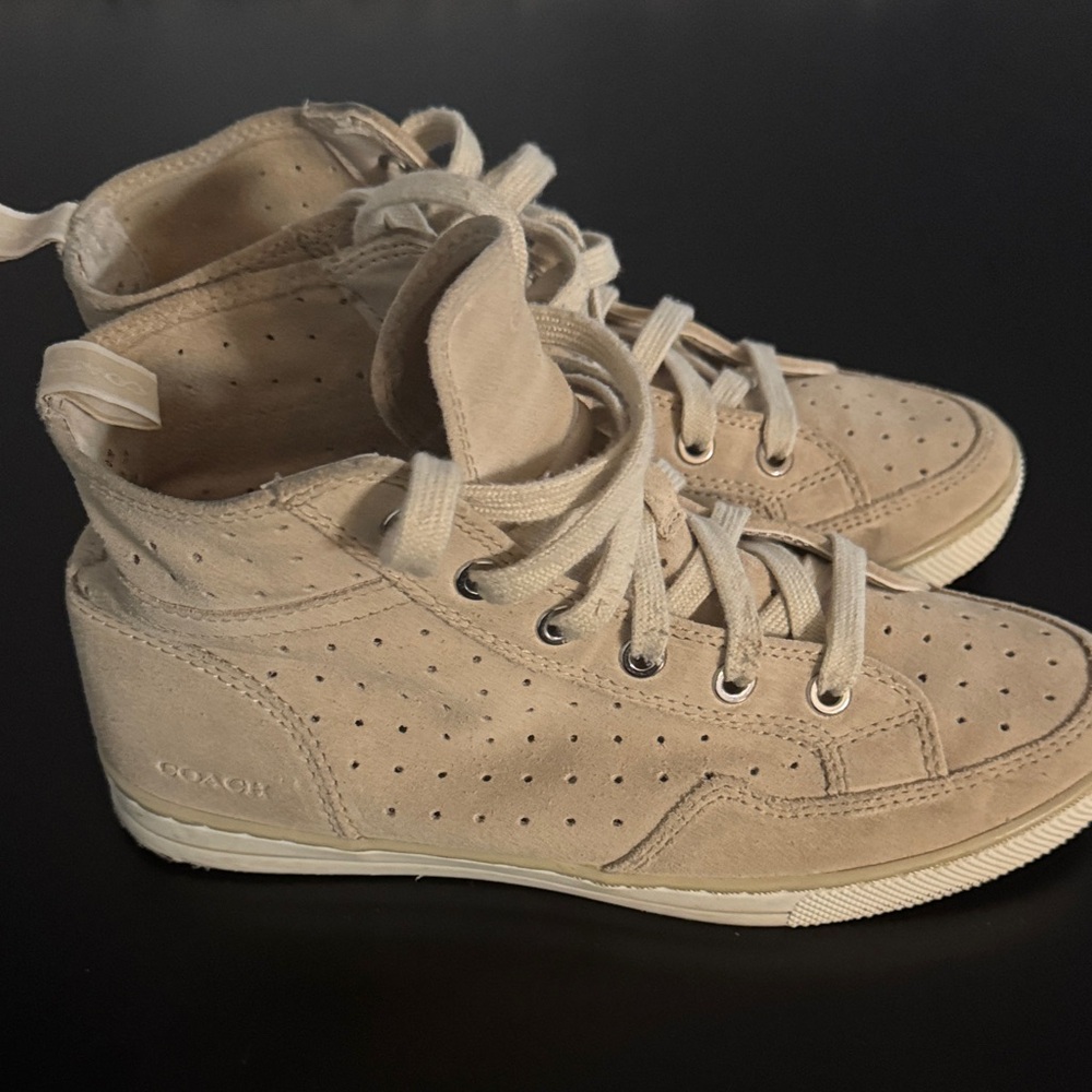 Coach Kids Beige High-Top Sneakers - Picture 3 of 4